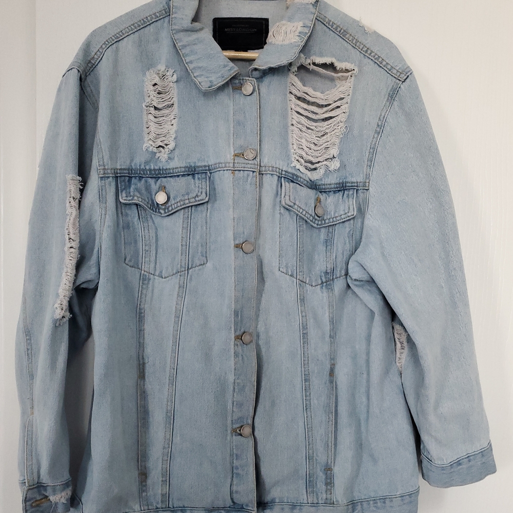 Light Blue Distressed Jean Jacket